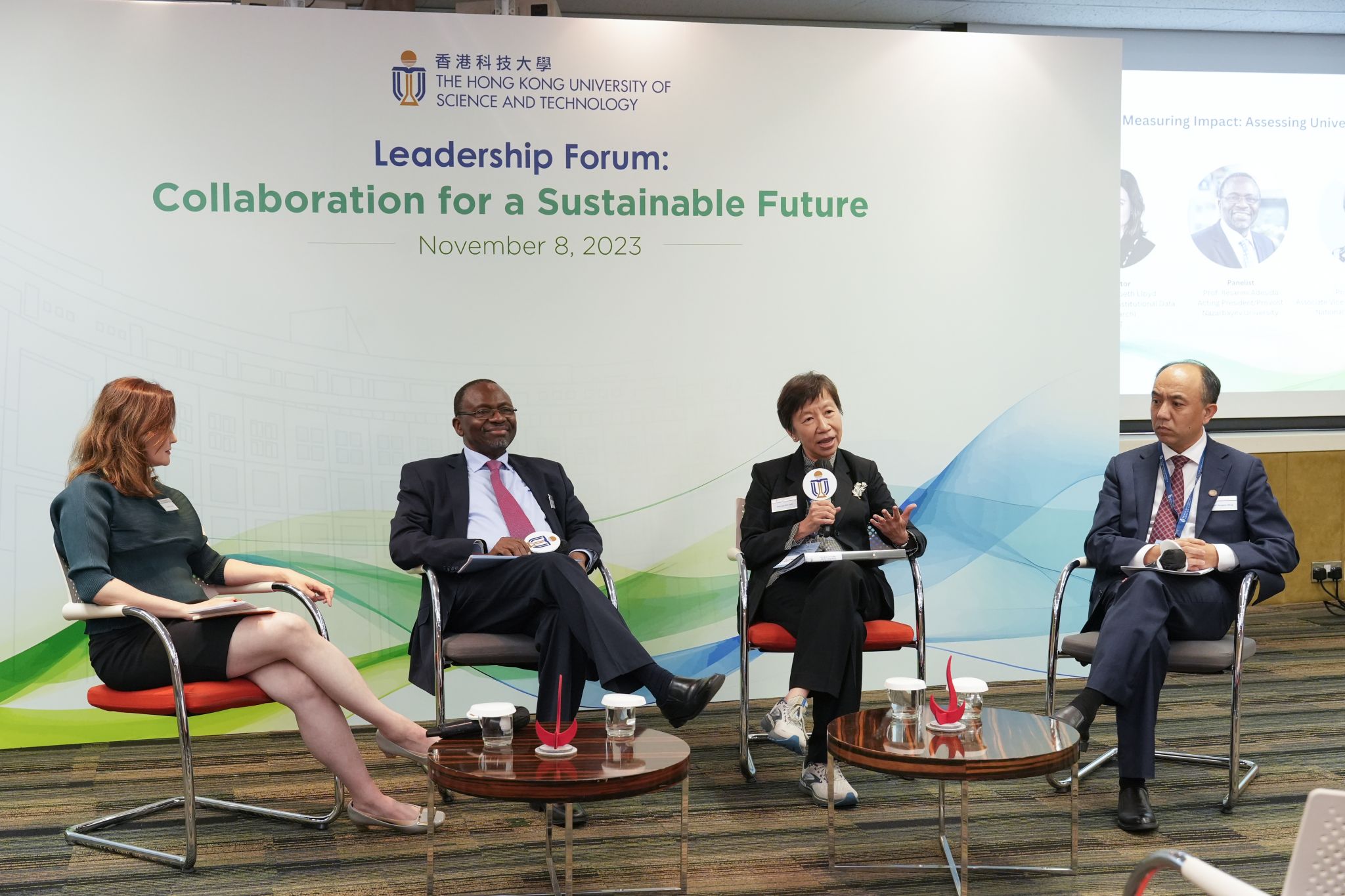 From left) Dr. Alison Elizabeth LLOYD, Associate Provost (Institutional Data and Research) of HKUST; Prof. Ilesanmi ADESIDA, Acting President and Provost of Nazarbayev University; Prof. LUM Sau Kim, Associate Vice President, Global Relations of National Singapore University.