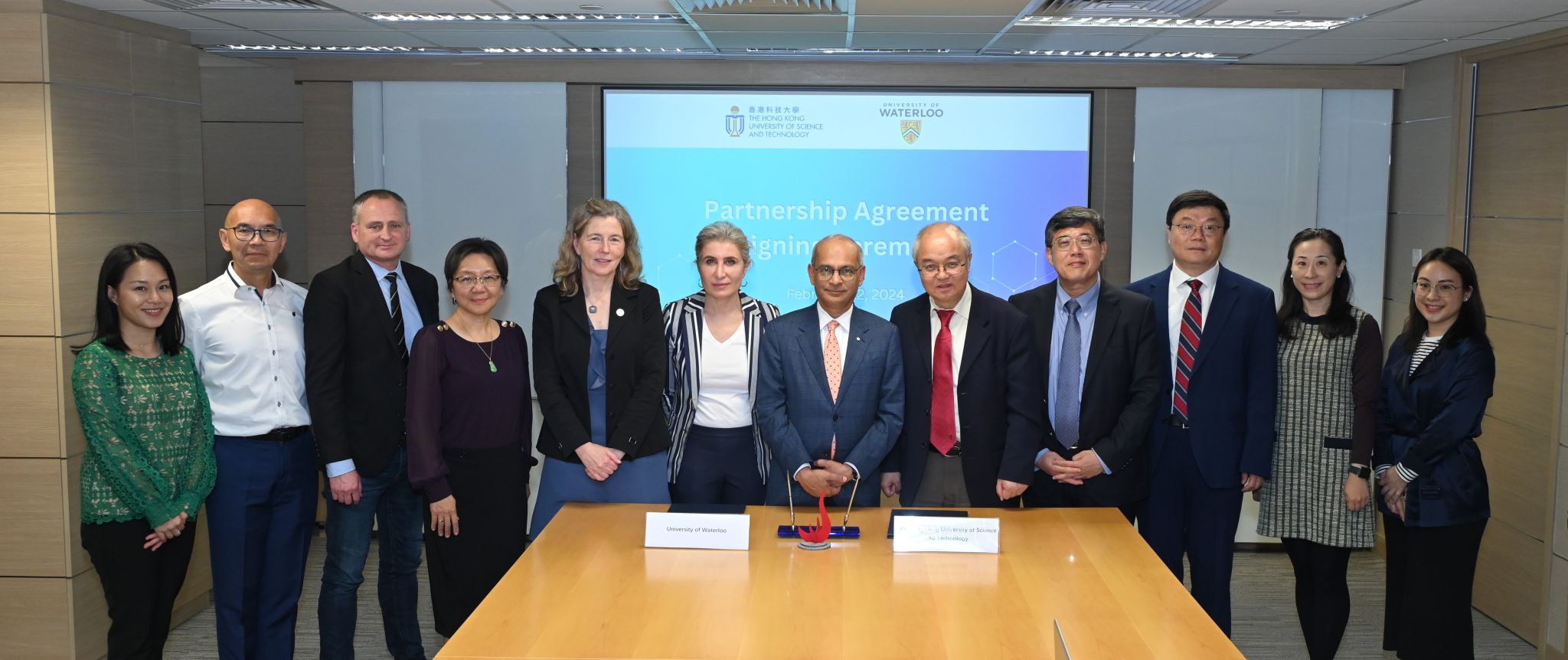 A group photo of the University of Waterloo delegation and the HKUST team.