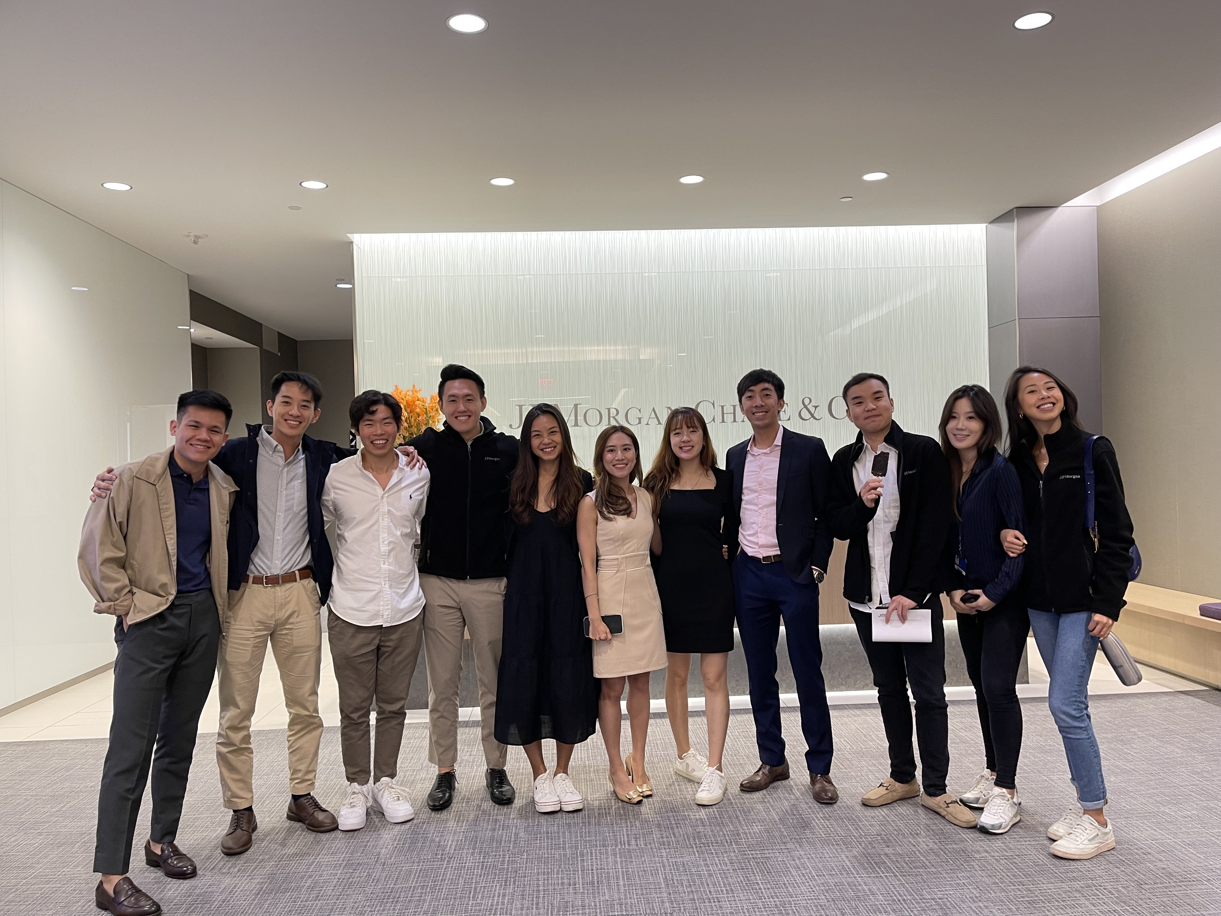 Anson Wong (fifth from the right) was offered a job by J.P. Morgan Asset Management after a successful summer internship.