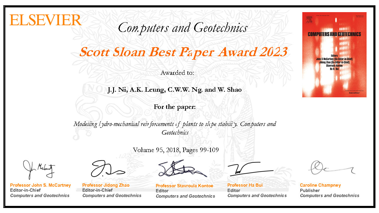 Prof. Ng was awarded the Scott Sloan Best Paper Award. 