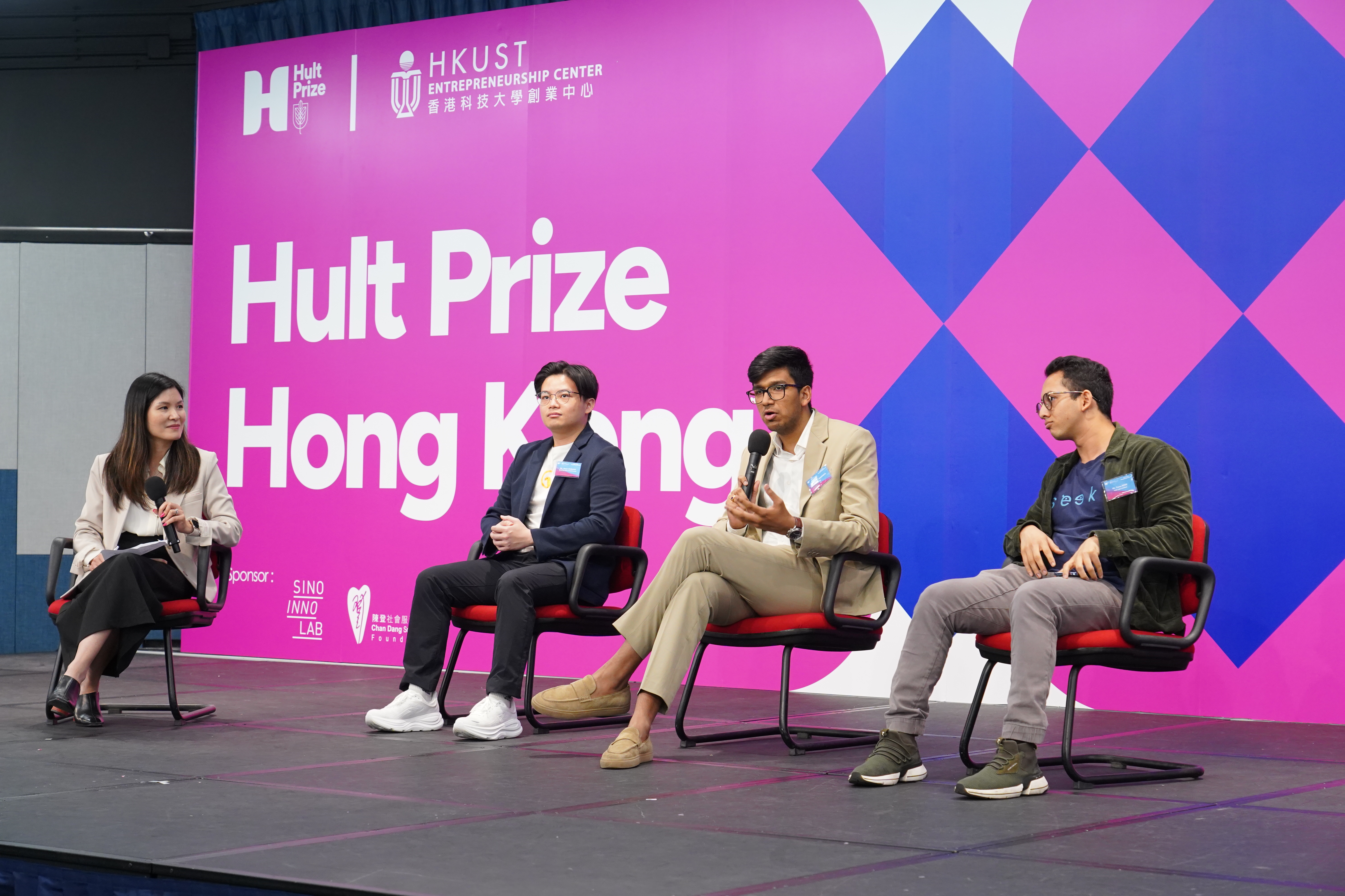 為傳承經驗，活動邀請了三位曾出戰霍特獎區域賽（Hult Prize Nationals）的科大校友——QualiFly創辦人張博滔先生、Breer創辦人Naman Tekriwal先生及Vidi Lab Limited首席執行官Turzo Bose先生，在由科大創業中心總監凌恒然教授主持的專題討論中，分享他們在「霍特獎之旅」中的成長與全球影響力。 