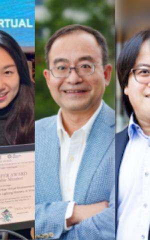 Prof. XU Xian (Research Assistant Professor, AMC &amp; EMIA), Prof. QU Huamin (Dean, AIS), Prof. HUI Pan (Chair Professor, EMIA)